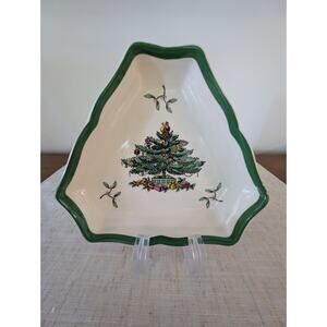 Vintage Spode “Christmas Tree” Triangular Candy/Nut/Trinket Dish 5″ England